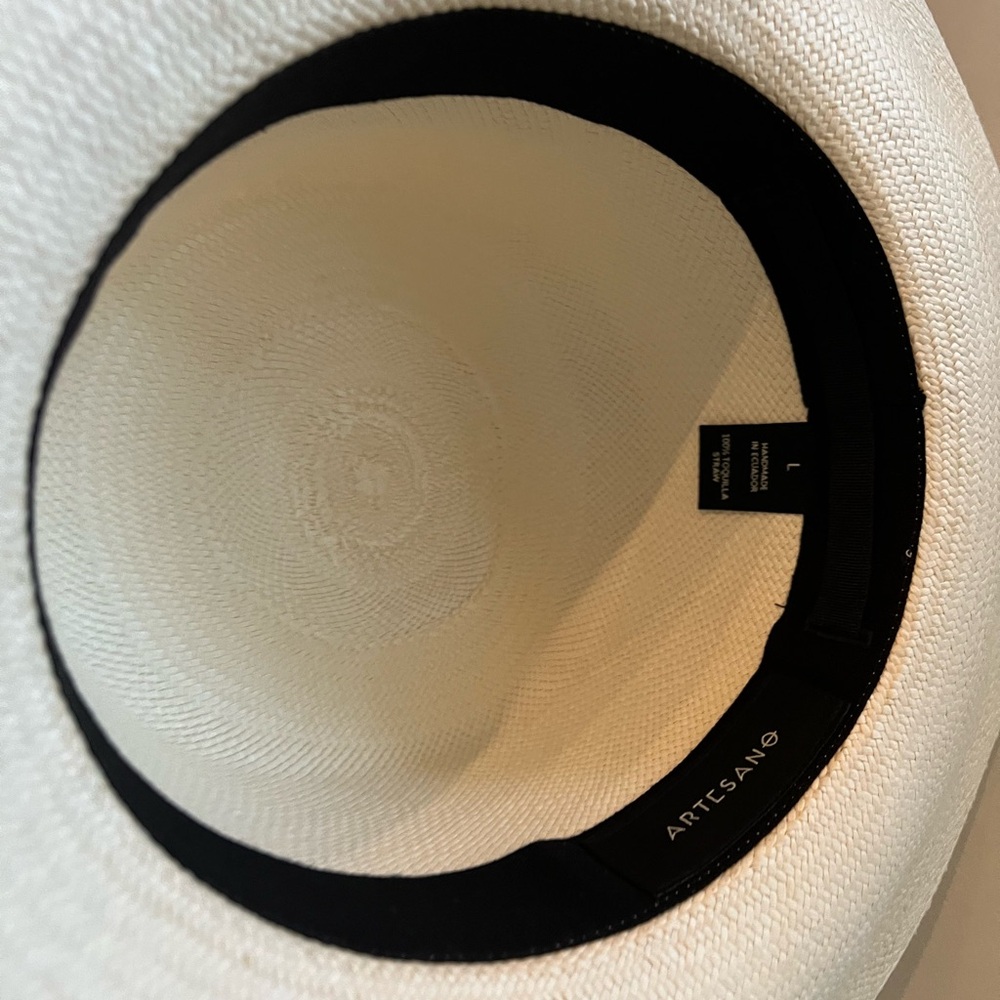 New Artesano Pinto Elegant Cream white Wide-Brim Hat Large L M adjustable boater - Picture 9 of 10